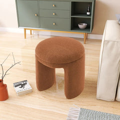 Bowen Faux Shearling Teddy Fabric Ottoman / Stool