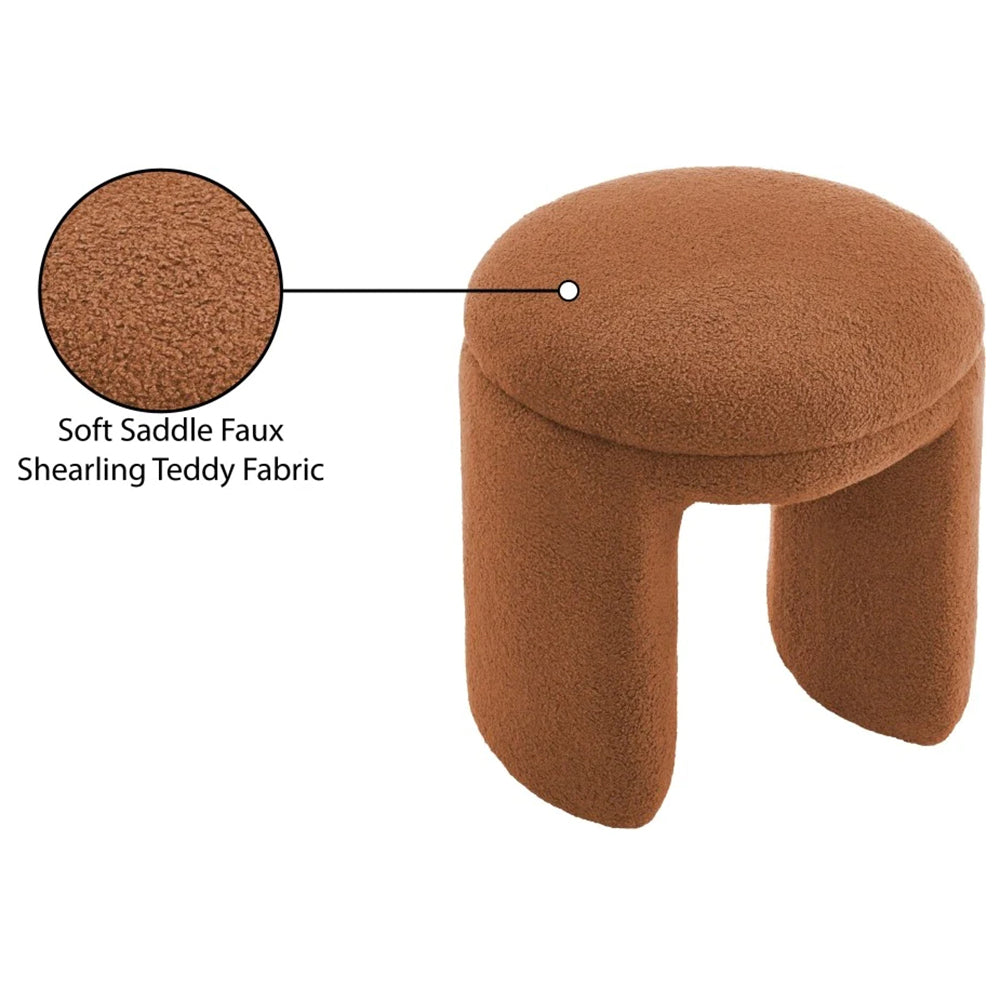 Bowen Faux Shearling Teddy Fabric Ottoman / Stool