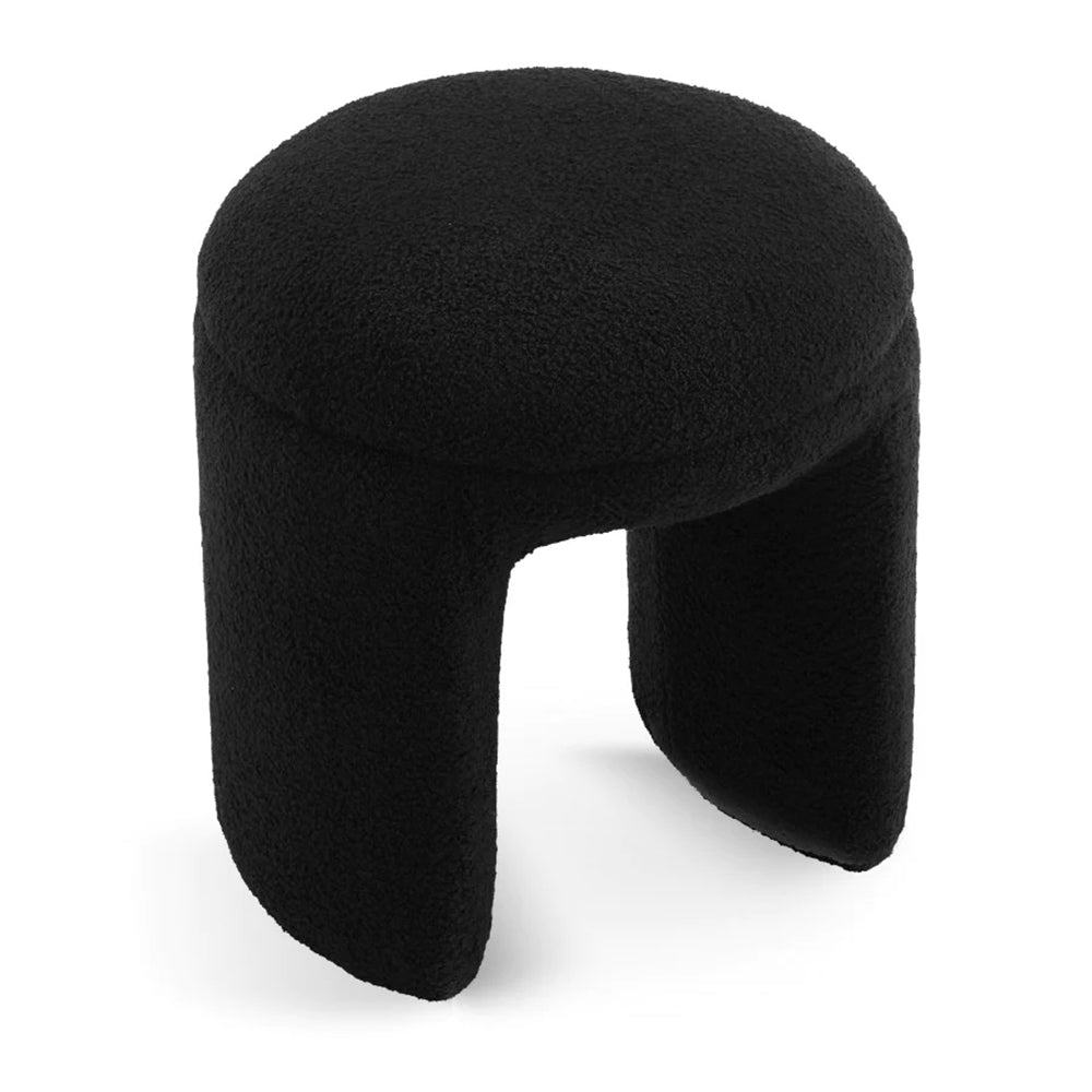 Bowen Faux Shearling Teddy Fabric Ottoman / Stool