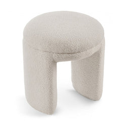 Bowen Faux Shearling Teddy Fabric Ottoman / Stool