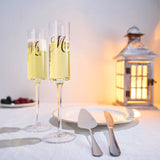 Wedding, Bridal Mr & Mrs Champagne Flutes Gift | Set of 2 (Silver)