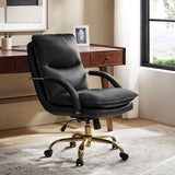 Brinna Genuine Leather Office Chair with 360-degree Swivel Wheels