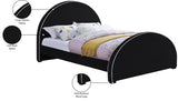 Brody Contemporary Velvet Bed with Cream Piping and Espresso Wood Legs for a Cozy Bedroom Retreat