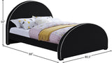 Brody Contemporary Velvet Bed with Cream Piping and Espresso Wood Legs for a Cozy Bedroom Retreat