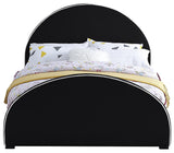 Brody Contemporary Velvet Bed with Cream Piping and Espresso Wood Legs for a Cozy Bedroom Retreat