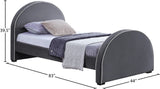 Brody Contemporary Velvet Bed with Cream Piping and Espresso Wood Legs for a Cozy Bedroom Retreat