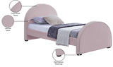 Brody Contemporary Velvet Bed with Cream Piping and Espresso Wood Legs for a Cozy Bedroom Retreat