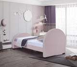 Brody Contemporary Velvet Bed with Cream Piping and Espresso Wood Legs for a Cozy Bedroom Retreat