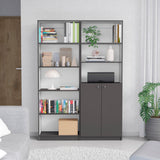 Layton 2 Piece Living Room Set with Home 4 Shelves Bookcase & Home 2-Door Bookcase, Matt Gray / White, Stylish and Functional Storage Solution for Living Room, Bedroom, and Office