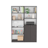 Layton 2 Piece Living Room Set with Home 4 Shelves Bookcase & Home 2-Door Bookcase, Matt Gray / White, Stylish and Functional Storage Solution for Living Room, Bedroom, and Office