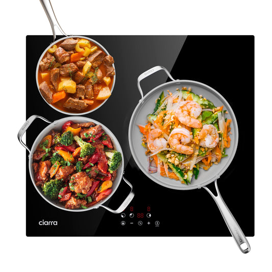 CIARRA 60cm Built-in Induction Hob Induction Plate Cooker: Precision Cooking with 3-Zone Flexibility & Energy-Saving Performance CABBIH3-E