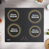 CIARRA Built-in Induction Hob with 4 Zones 9 Power Levels CABBIH4-A