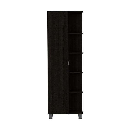 TUHOME Barton 2-Piece Bathroom Set with Tall Storage Cabinet and Wall-Mounted Cabinet, Modern Bathroom Storage Solution, 62.2"H x 20.1"W x 8.5"D, Black