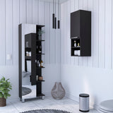 TUHOME Nashua 2-Piece Bathroom Set with Tall Storage Cabinet and Wall-Mounted Cabinet, Modern Bathroom Storage Solution, 62.2"H x 20.1"W x 8.5"D, Black