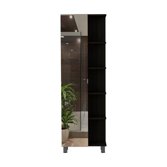 TUHOME Fulton 2-Piece Bathroom Set with Tall Storage Cabinet and Wall-Mounted Cabinet, Modern Bathroom Storage Solution, 62.2"H x 20.1"W x 8.5"D, Black