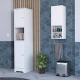 TUHOME Cranston 2-Piece Bathroom Set with Tall Storage Cabinet and Wall-Mounted Cabinet, Modern Bathroom Storage Solution, 67.79"H x 14.37"W x 16.04"D, White
