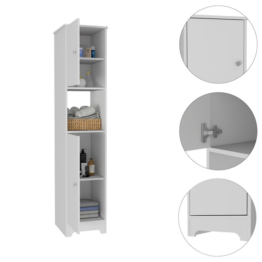 TUHOME Cranston 2-Piece Bathroom Set with Tall Storage Cabinet and Wall-Mounted Cabinet, Modern Bathroom Storage Solution, 67.79"H x 14.37"W x 16.04"D, White