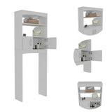 TUHOME Oakland 2-Piece Bathroom Set with Tall Storage Cabinet and Multi-Shelf Organizer, Modern Space-Saving Bathroom Furniture for Toiletries, Towels and Essentials, 67.79"H x 14.37"W x 16.04"D, White