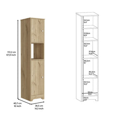 Hartford 2 Piece Bathroom Set, Linen Cabinet + Bathroom Vanity , Light Oak