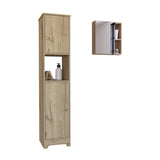 TUHOME Labelle 2-Piece Bathroom Set with Tall Cabinet and Multi-Shelf Organizer, Modern Space-Saving Bathroom Storage for Towels, Toiletries and Essentials, 67.79"H x 14.37"W x 16.04"D, Pine/Light Oak
