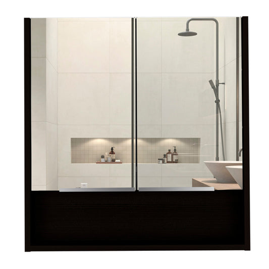 TUHOME Barre 2-Piece Bathroom Set with Tall Storage Cabinet and Wall-Mounted Cabinet, Modern Bathroom Storage Solution, 62.2"H x 20.1"W x 8.5"D, Black
