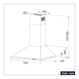 CIARRA 60cm Wall Mount Cooker Hood with 3-speed Extraction CBCS6201-OW