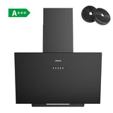 Pre-Order | Ciarra 60cm Inclined Angled Cooker Hood Recirculation or Extraction Modes Stainless Steel Design in Black CBCB6762A-OW