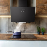 Pre-Order | Ciarra 60cm Inclined Angled Cooker Hood Recirculation or Extraction Modes Stainless Steel Design in Black CBCB6762A-OW