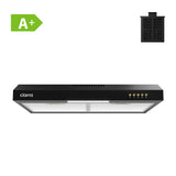 CIARRA 60cm Slim Recirculating Integrated Canopy Cooker Hood in Black Under Cabinet CBCB6903D-B