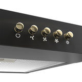 CIARRA 60cm Slim Recirculating Integrated Canopy Cooker Hood in Black Under Cabinet CBCB6903D-B