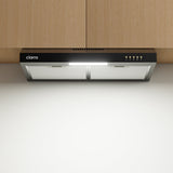 CIARRA 60cm Slim Recirculating Integrated Canopy Cooker Hood in Black Under Cabinet CBCB6903D-B