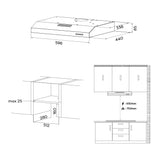 CIARRA 60cm Slim Recirculating Integrated Canopy Cooker Hood in Black Under Cabinet CBCB6903D-B