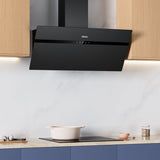 CIARRA 90cm Frosted Glass Angled Cooker Hood Anti-Fingerprint A+++ Wifi & Touch Control CBCG9736H-G