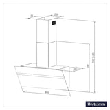 CIARRA 90cm Frosted Glass Angled Cooker Hood Anti-Fingerprint A+++ Wifi & Touch Control CBCG9736H-G