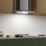 CIARRA 60cm Glass Cooker Hood Curved Stainless Steel A+++ CBCS6506B-OW