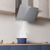 CIARRA 60cm Brushed Silver Glass Angled Cooker Hood A+++ Wifi & Touch Control CBCS6736H-S