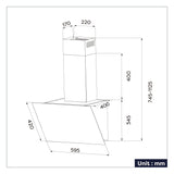 CIARRA 60cm Brushed Silver Glass Angled Cooker Hood A+++ Wifi & Touch Control CBCS6736H-S