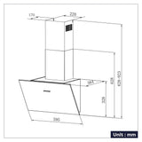 Ciarra 60cm Inclined Angled Cooker Hood Recirculation or Extraction Mode Stainless Steel Design CBCS6762A-OW