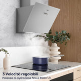 Ciarra 60cm Inclined Angled Cooker Hood Recirculation or Extraction Mode Stainless Steel Design CBCS6762A-OW