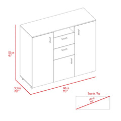 Newport 3 Piece Bedroom Set, Milano Double Door Cabinet Dresser + 2 Omaha Nightstands, Black