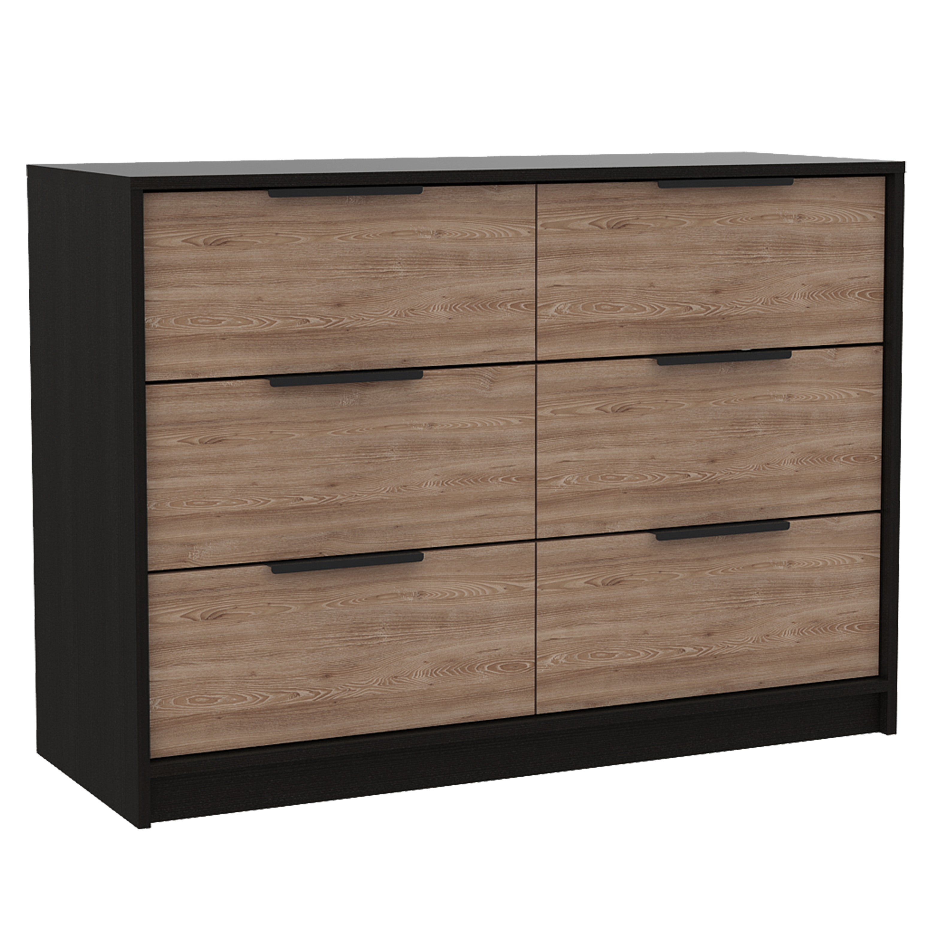 Bangor 2 Piece Bedroom Set, Egeo 4 Drawer Dresser + Omaha Nightstand, Black / Pine