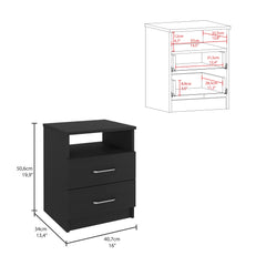 Minto 3 Piece Bedroom Set, Milano Double Door Cabinet Dresser + 2 Salento Nightstands, Black