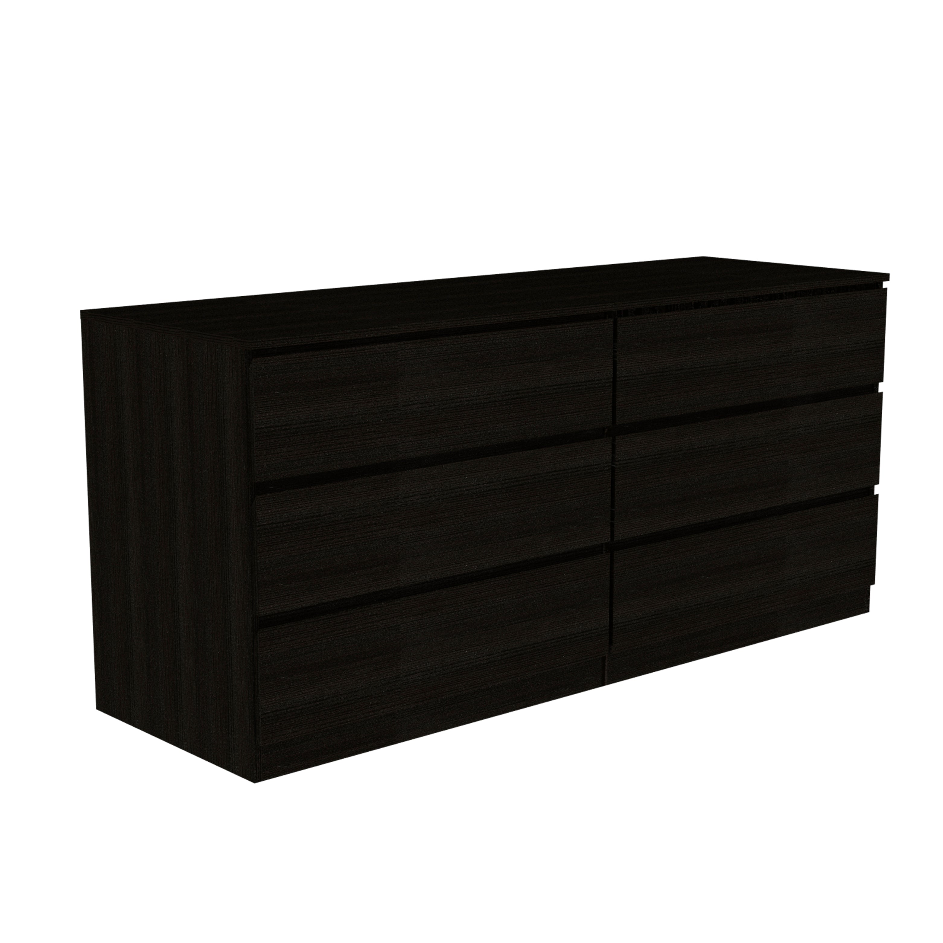 Medway 3 Piece Bedroom Set, 2 Cocora 6 Drawer Double Dressers + Capri Three Drawer Dresser, Black