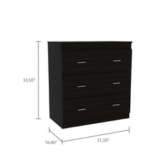 Medway 3 Piece Bedroom Set, 2 Cocora 6 Drawer Double Dressers + Capri Three Drawer Dresser, Black