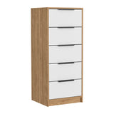 TUHOME Winter 2-Piece Bedroom Set with Double Drawer Storage Cabinet and Matching Nightstand, Modern Space-Saving Furniture for Clothing, Accessories and Bedroom Organization, 35.1"H x 35.8"W x 19.6"D, White/Pine