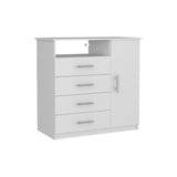 TUHOME Winter 2-Piece Bedroom Set with Double Drawer Storage Cabinet and Matching Nightstand, Modern Space-Saving Furniture for Clothing, Accessories and Bedroom Organization, 35.1"H x 35.8"W x 19.6"D, White/Pine