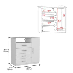 Winter 2 Piece Bedroom Set, Dresser + Dresser, White / Pine Finish