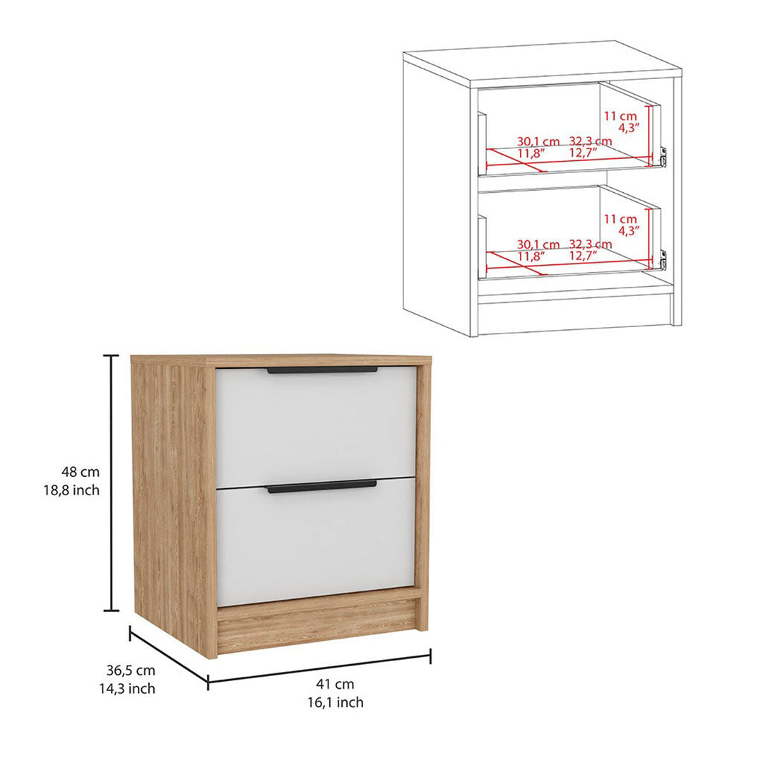 Milburn 3 Piece Bedroom Set, White / Pine Finish