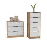 TUHOME Aniston 2-Piece Bedroom Set with Nightstand and Storage Cabinet, Compact Furniture for Bedroom Organization, 27"H x 27.5"W x 16"D, White/Pine