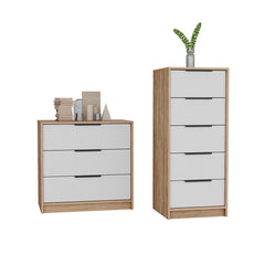 Aniston 2 Piece Bedroom Set, White / Pine Finish